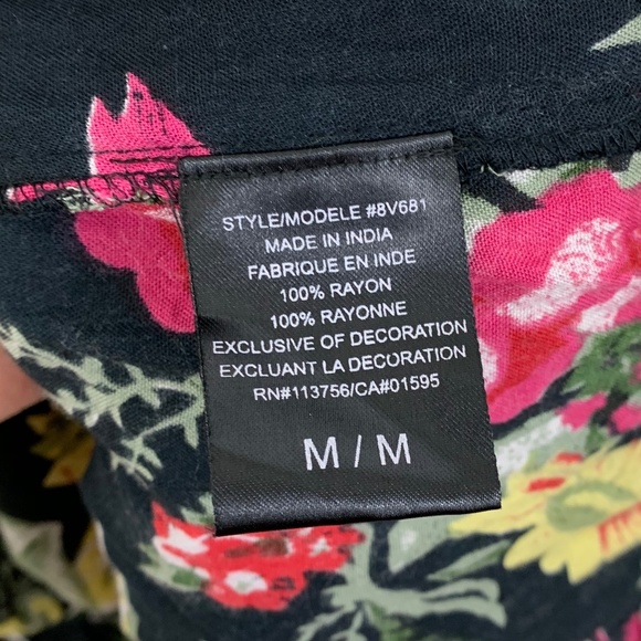 MAJORA | Summer Floral Crinkle Black Dress Size M - Picture 5 of 6